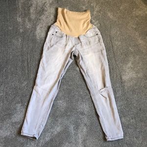 Washed Grey Distressed Maternity Skinny Jean